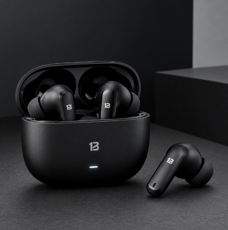 OneBold Premium Black Wireless Bluetooth Earbuds with Charging Case | TWS In-Ear Earphones